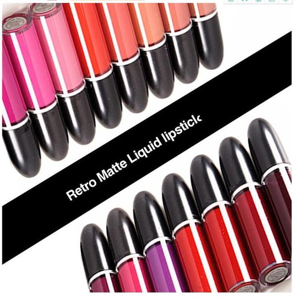 

brand m matte liquid lipstick beauty lip makeup waterproof retro matte lip gloss long lasting lipgloss cosmetics 15 colors dhl ing