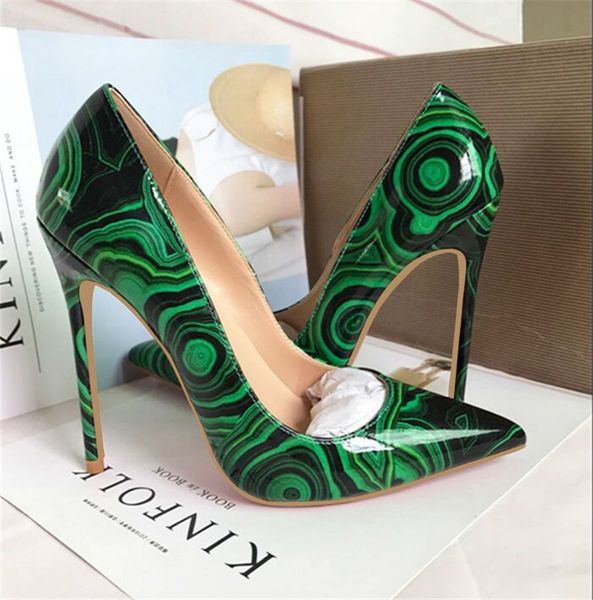 

Free Shipping 12CM Fashion Lady women green Patent Leather High Heels Shoes sexy girls sandals Stiletto Heel Poined Toes HIGH-HEELED SHOES