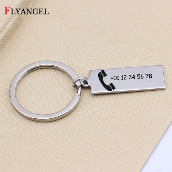 

customized phone number anti-lost car keychain pendant auto vehicle phone number keyring key chain car key decoration gifts, Silver