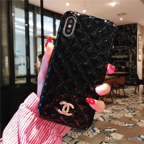 

brand lambskin metal standard mobile phone case iphone6 6S 7 7plus case iphone 8 8plus iphone X hard shell back cover