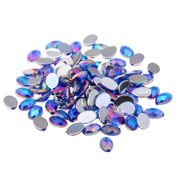 

10x14mm 1000pcs ab colors flatback oval faceted acrylic rhinestones shiny stones diy nails art phone cases garments supplies, Silver;gold