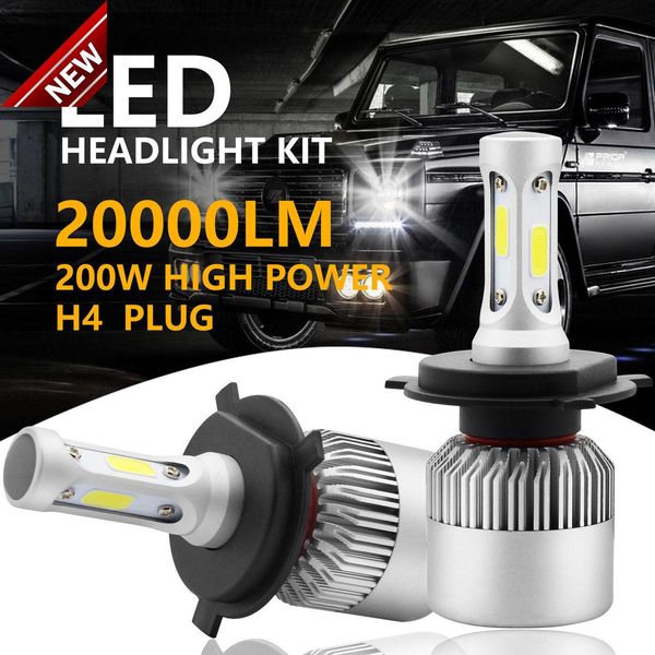 H4 9003 200W 20000LM LED Conversion Headlight KIT Hi//Low Beam 6000K Fog Lamp NEW