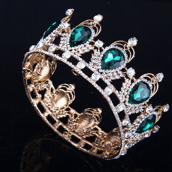 

luxury bridal crown rhinestone crystals wedding crowns crystal royal crowns hair accessories party tiaras baroque chic sweet 16 full round, Silver
