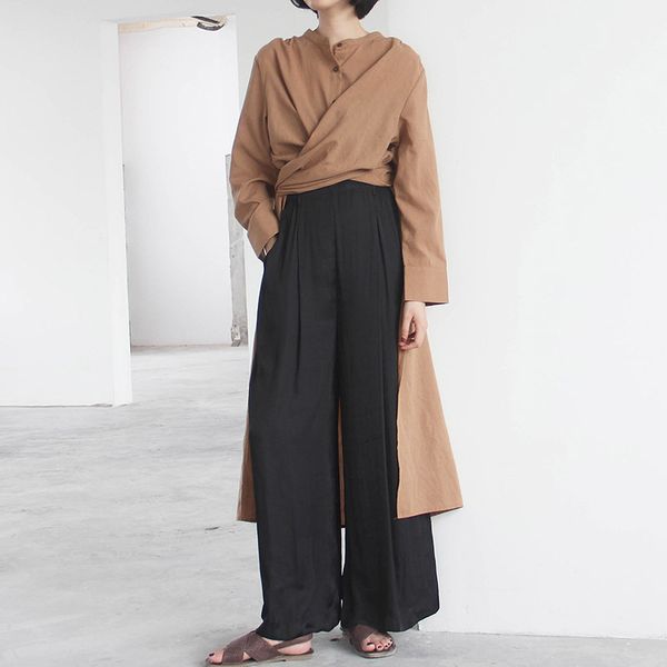 

long sleeve women's windbreaker series lace up split casual trench coat female oversize 2018 new autumn korean fashion clothing, Tan;black