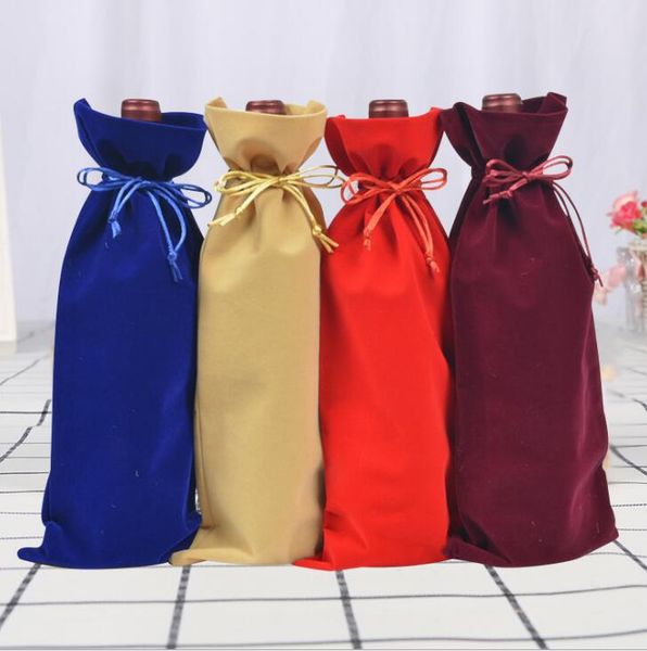 

jute wine bottle bags drawstring pouch 15cmx37cm gift bag wedding and festivals decoration favor holder ing, Pink;blue