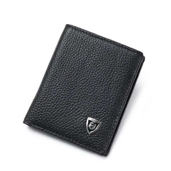 

fashion new brand mini men's leather wallet high-quality design student id card holder slim short men's gift wallet, Red;black