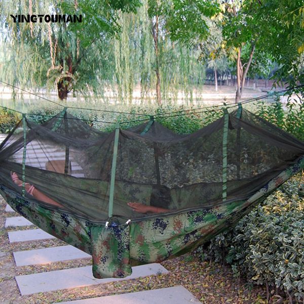 

yingtouman portable indoor outdoor hammock for backpacking camping hanging bed with mosquito net sleeping hammock travel kits