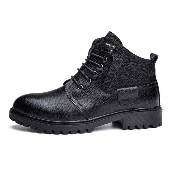

men boots warm plush mens winter martin boots autumn male ankle boots zipper cotton inside fur snow boot casual outdoor, Black