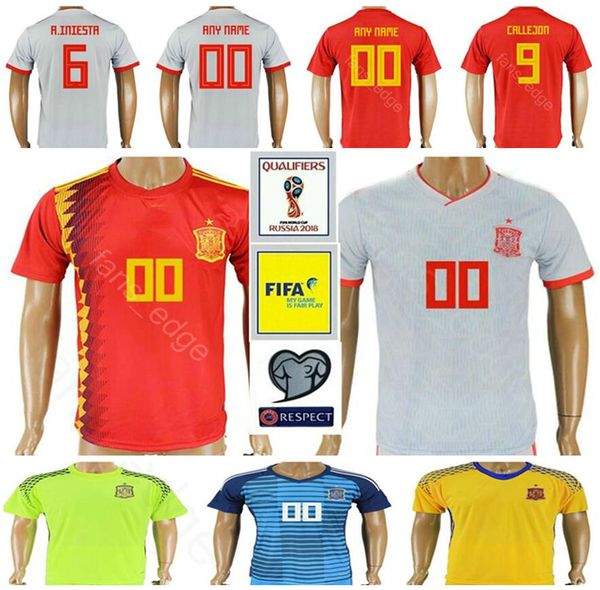

2018 World Cup Spain Soccer Jerseys 10 THIAGO FABREGAS VITOLO 13 ARRIZABALAGR 14 FERNANDES 15 RAMOS Men Women Kids Youth Football Shirt