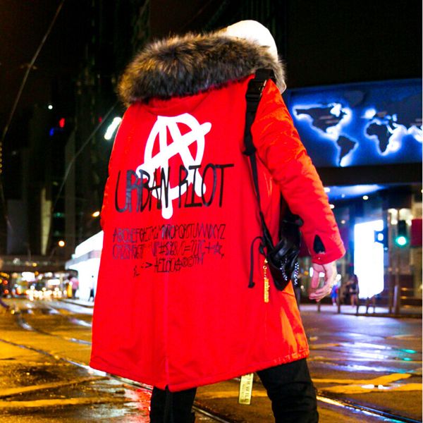 

drop shipping camouflage oversize fur jacket men parkas winter swag jacket tyga hooded coat warm mens, Black