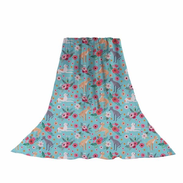 

forudesigns kawaii puppies greyhound flower pattern women long silk chiffon scarves fashion girls beach towels brand hijab scarf, Blue;gray
