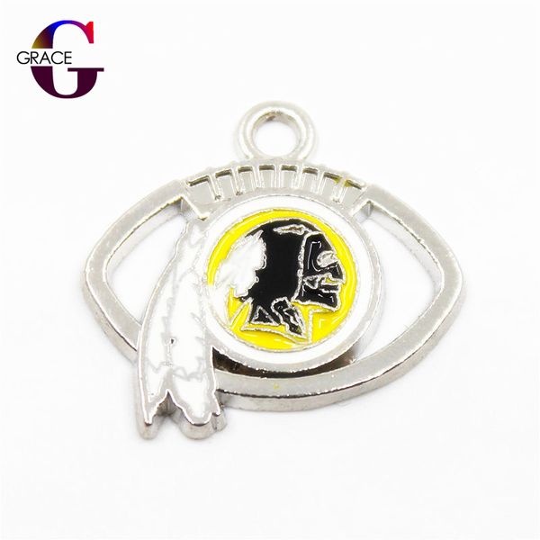 

20pcs/lot football sport team floating charms silver dangle charms fit sports women necklace pendant diy jewelry, Bronze;silver