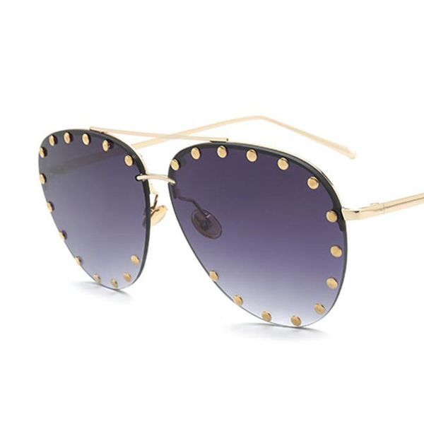 

pilot rivet designer and classic sunglas sunglasses gold half frame metallic cool trendy gradient red sunglasses women brand transparen legd, White;black