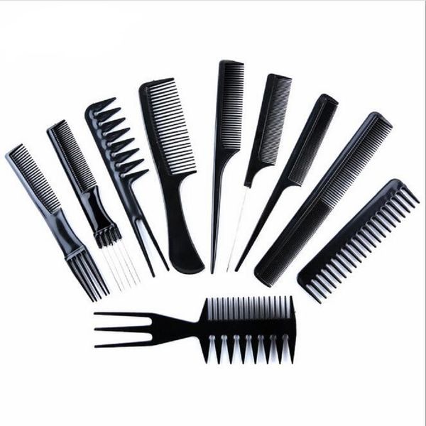 

10pcs/set professional hair brush comb salon barber anti-static hair combs hairbrush hairdressing combs hair care styling tools, Silver