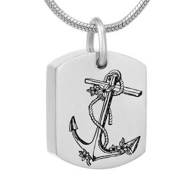 

anchor square stainless steel urn pendant memorial ash keepsake cremation jewelry, Silver