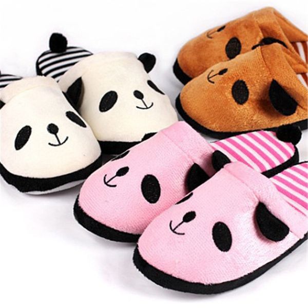 

cartoon panda indoor soft bottom female cotton slippers, Black;grey