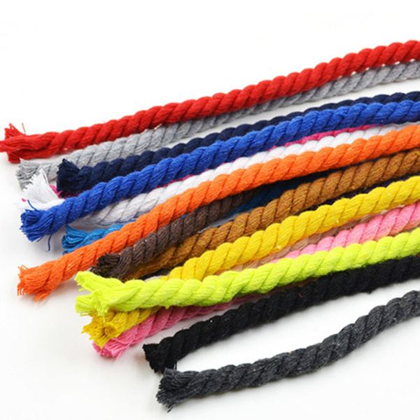 

10 meters 100% cotton 3 shares twisted cotton cords 8 mm diy craft decoration rope cord for bag drawstring belt 17 colors, Black;white