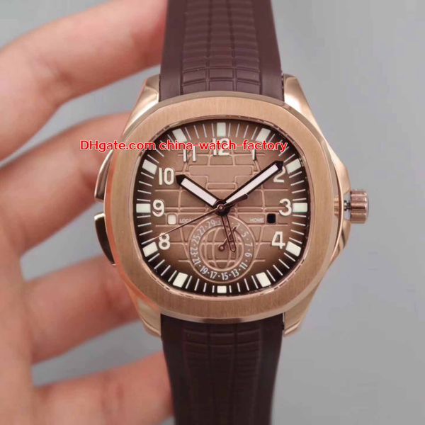 

4 color elling watch 40.8mm aquanaut 5164 5164r-001 18k rose gold asia transparent mechanical automatic mens watch watches, Slivery;brown