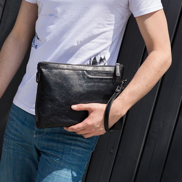 

new men's pu leather fashion clutch leisure bag travel business file package portable wrist pack pouch