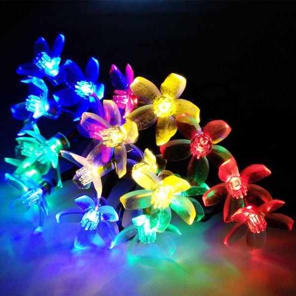 

solar led holiday garlands string 7m 10m cherry sakura wedding bouquet garden party decoration lamps lights solare
