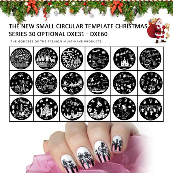 

wholesale new nail art decoration stamping templates christmas series image stamp template diy manicure tool nail gifts, White