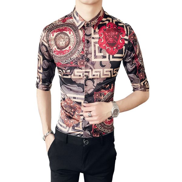 

Men 039 brand hirt ummer breathable hort leeved hirt fa hion ca ual lim briti h tyle retro men 039 ocial dre