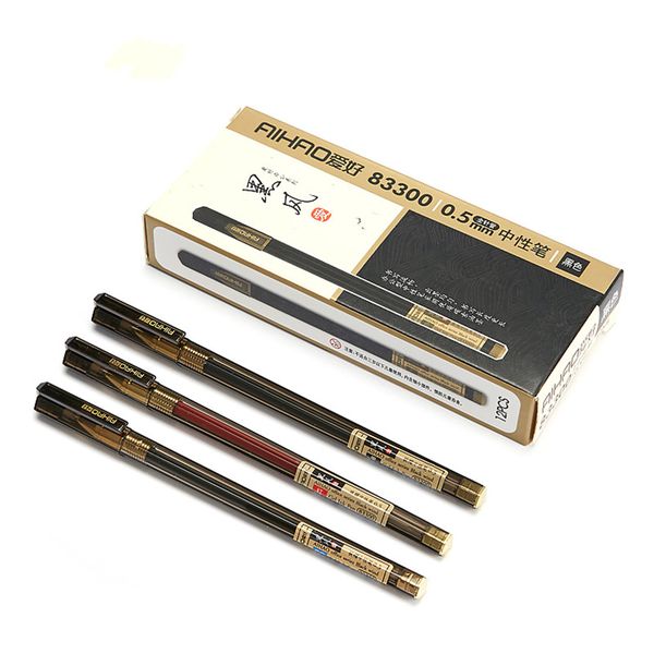 

aihao brand new arrival stationery gel pen smooth writing sign in pen 12pcs/box 0.5 mm point ing