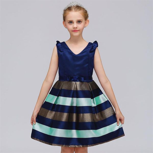 

baby girls striped dress for girls formal wedding party dresses kids princess christmas dress costume children girls clothing, Red;yellow