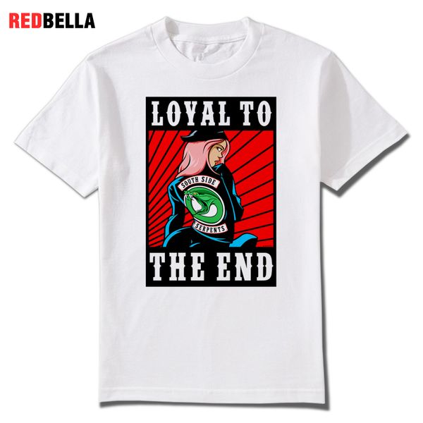 

redbella 2018 100% cotton biker and veronica riverdale t-shirt archie family snake z tees loyalty serpents homme tshirt hot, White;black