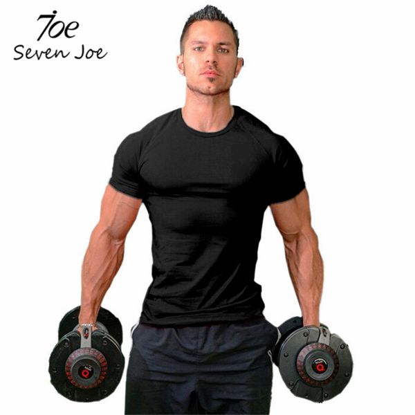 

seven joe men workout fitness bodybuilding t shirt exercise clothing men cotton tanks shirts crossfit tee, White;black