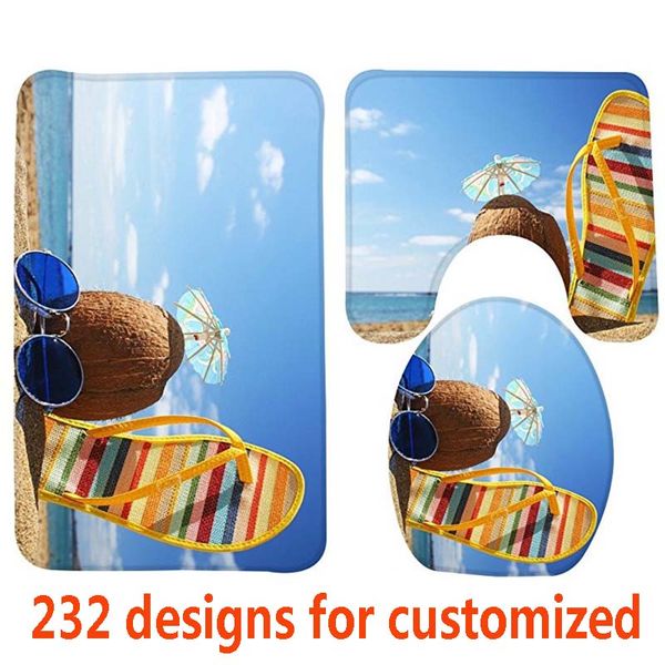 

3d printing toilet mat 3pcs/set bath mats non-slip toilet tank lid cover mat carpet lid toilet cover bathroom mats customized fhh7-1472