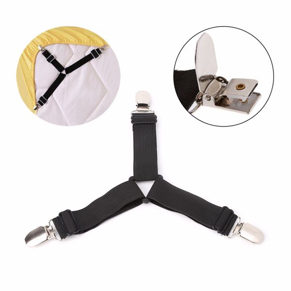 

4 pcs/set black adjustable trilateral bed sheet mattress holder fastener grippers clips suspender straps new arrivals c42