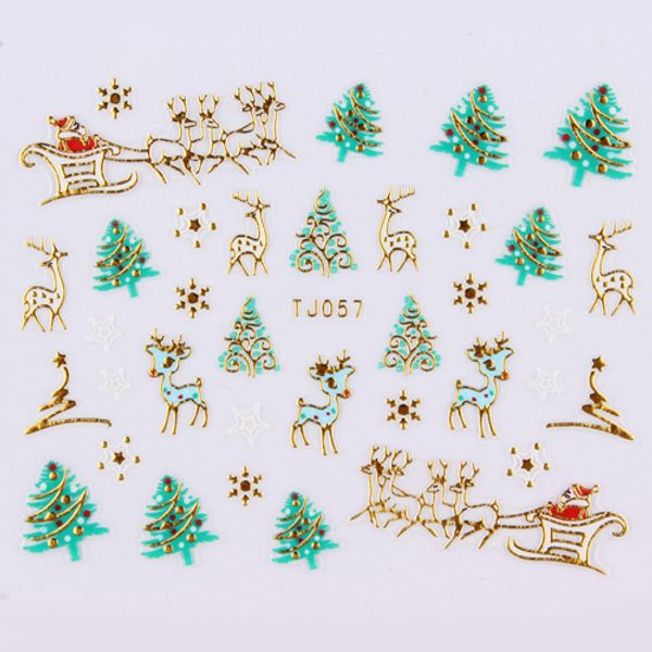 

24pcs nail art 3d christmas stickers gold silver metal christmas nail accessories self adhesive, Black