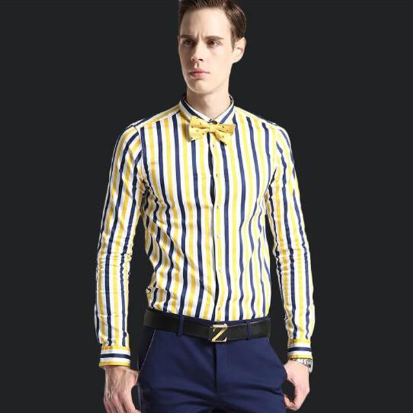 

nianjeep 2018 men shirt fashion luxury stripe shirt men male casual long-sleeve cotton fluid slim fit, White;black