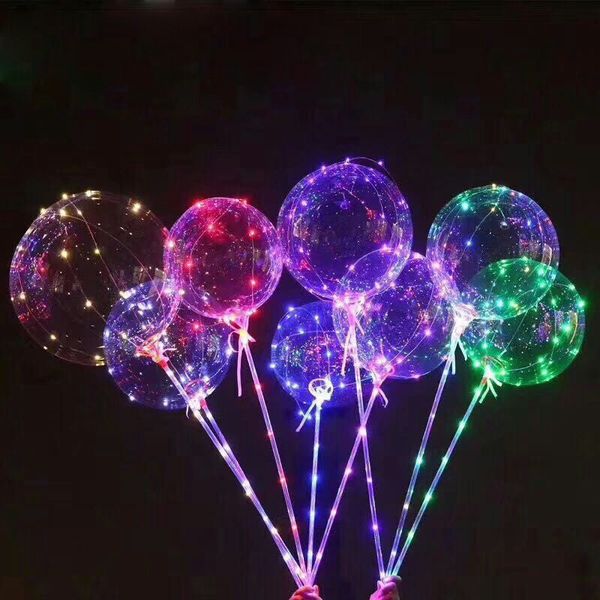 With Stick Led Bobo Balloons Flash Luminous Clear Balloons With 3m