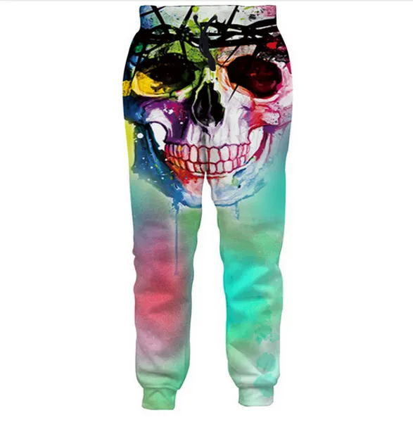 Crânio Colorido 3D Sweatpants Jogger Alisister Harajuku Calças de Calças de Carga Homens Pantalon Hombre Calças Unisex