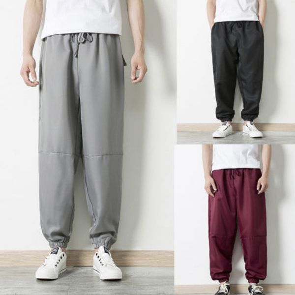 

new fashion pants mens trousers 2018 casual solid hip-hop loose leggings joggers workout gym tracksuit long slacks m-xl, Black