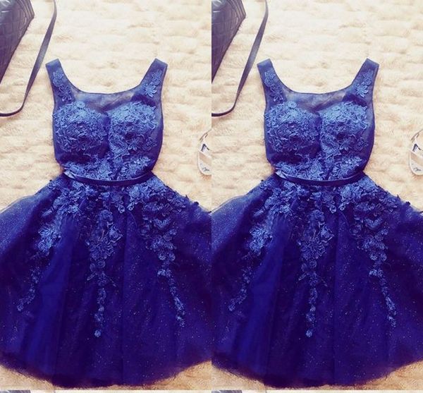 

lace homecoming dresses 2019 scoop cap sleeve lace applique a-line party dress short prom dress evening formal gowns, Blue;pink