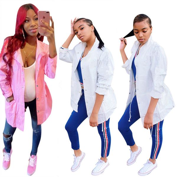 

Women brand de igner jacket print letter long outerwear lapel neck wind coat windbreaker trendy trench coat treetwear du t coat