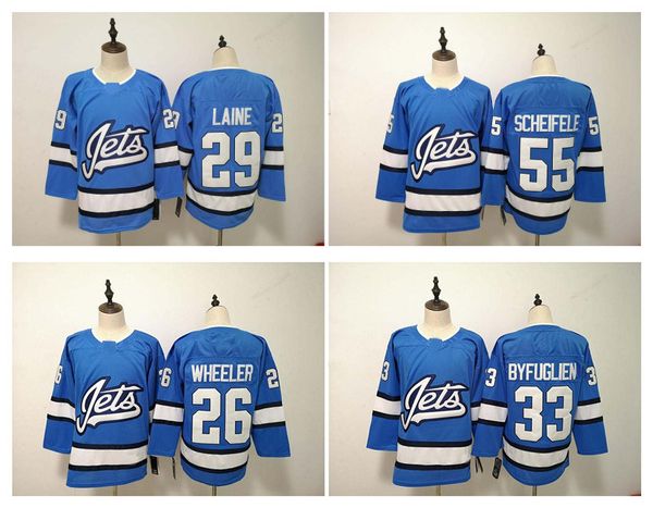 

2019 blue alternate winnipeg jets jersey 29 patrik laine 55 mark scheifele 33 dustin byfuglien 26 blake wheeler stitched hockey jersey, Black;red