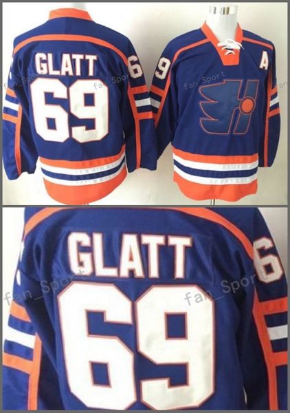 

16 17 New Style 69 Doug Glatt The Thug Halifax Highlanders GOON Movie Vintage Doug Glatt Ice Hockey Jerseys For Sport Fans Team Color Blue