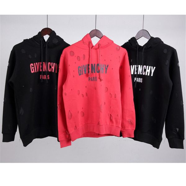 

De igner hoodie brand men and women hoodie treetwear letter printed long leeved pullover hole hoodie weat hirt