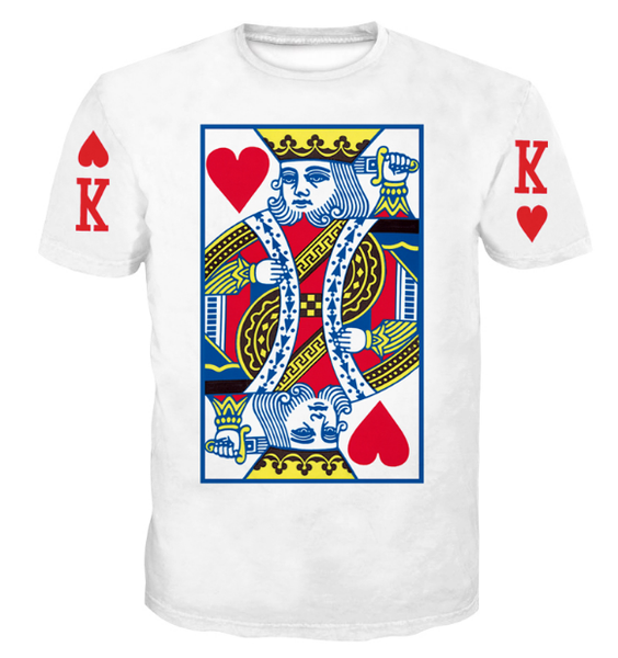 

new arrival men/women poker cards 3d printed t-shirt summe style fashion casual t-shirt s-xxxxxxl u03, White;black