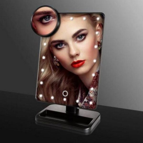 

led touch screen 22 light makeup mirror table desk1x/2x/3x/10x magnifying mirrors vanity 3 folding adjustable makeup mirrors