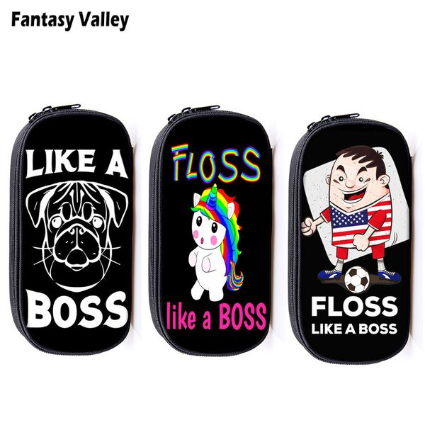 

floss like a boss мультфильм портмоне держатель карандаша для детей дети школьные принадлежности сумка дети case make up канцелярские сумка, Red;black