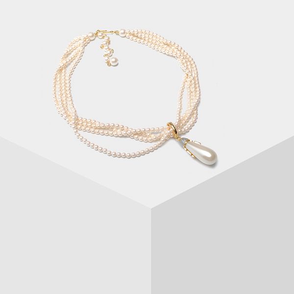 

amorita boutique fashionable multi-layer pearl necklace, Silver