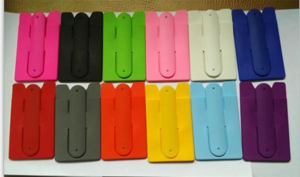 

mix colors touch u sticker smart wallet mobile phone silicone id card holder case stand,silicone smart wallet with snap stand for cellphone