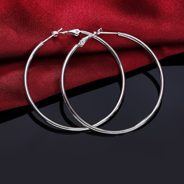

women silver hoop earrings large big round circle 925 silver hoops creole jewelry 25mm 40mm 50mm 55mm 60mm dropshipping 2018, Golden;silver