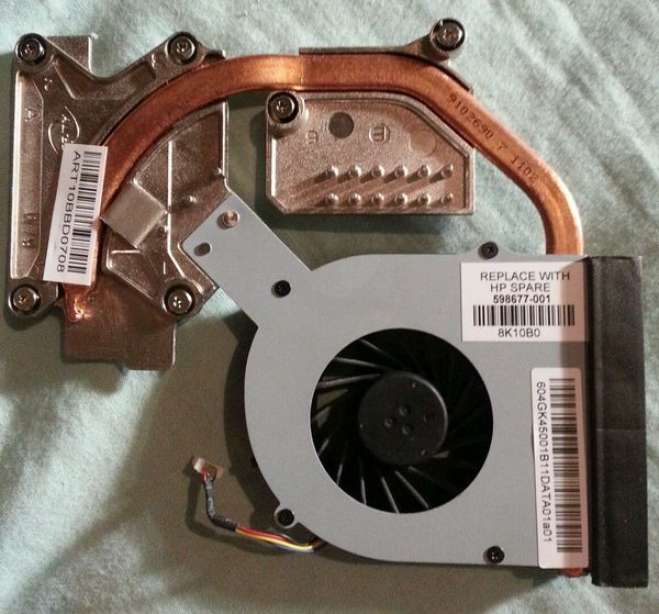 

кулер для радиатора охлаждения HP 4520S 4720S с вентилятором 598677-001