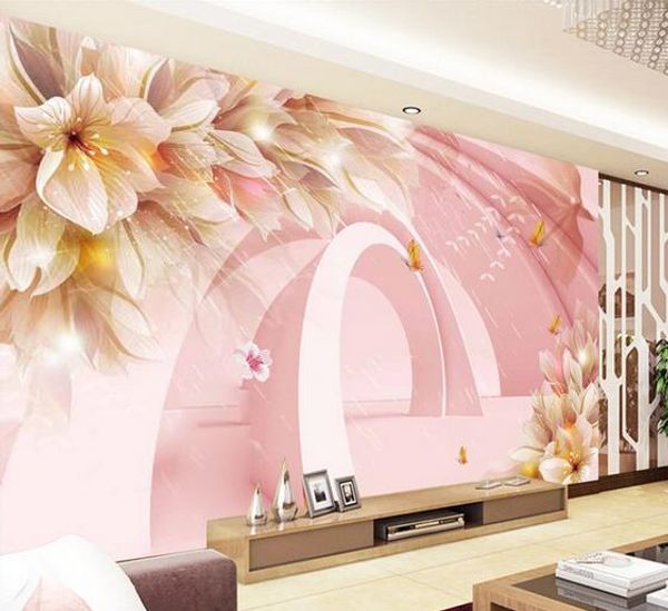 

bathroom 3d wallpaper dream lily butterfly extended space 3d tv background wall